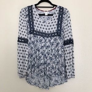 Clover and Scout Boho Long Sleeved Floral Blouse, S